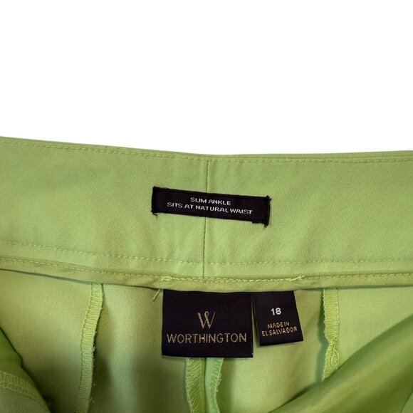 Worthington Women's Slim Ankle Pants Size 18 Green Cotton Blend - Picture 5 of 7